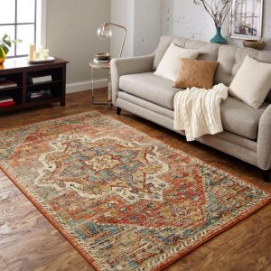 Area rug in living room | Lake Forest Flooring